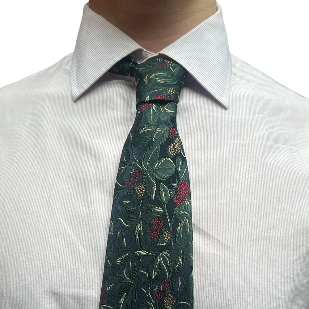 Lanvin Paris Signature Dark Green 100% Silk Jacquard Tie. Made in France